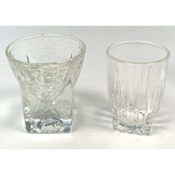 VTG Mixed Lot 4 Clear Glass SHOT GLASSES Barware Stemmed Textured Crystal EUC - Picture 2 of 5